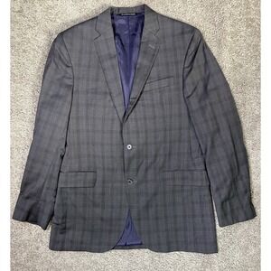 Jack Victor Neptune 100%‎ Wool Blazer Size 40L WINDOWPANE GRAY